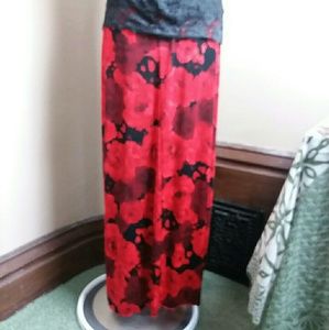 Red Floral Maxi Skirt